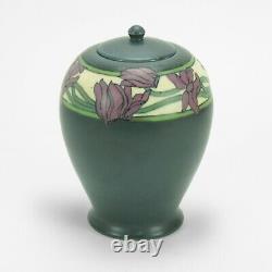 Rookwood Pottery 7 3/4 SEC matte vellum gray floral cov'd jar arts & crafts