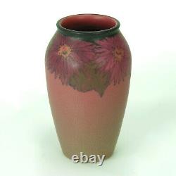 Rookwood Pottery 8 Lincoln wax matte green leaves red asters vase arts & crafts