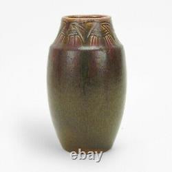 Rookwood Pottery 8 carved matte red green brown vase 1915 Arts & Crafts WEH