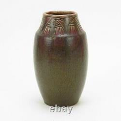 Rookwood Pottery 8 carved matte red green brown vase 1915 Arts & Crafts WEH