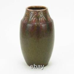 Rookwood Pottery 8 carved matte red green brown vase 1915 Arts & Crafts WEH