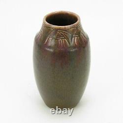 Rookwood Pottery 8 carved matte red green brown vase 1915 Arts & Crafts WEH