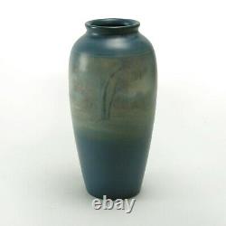Rookwood Pottery 9.5 ED banded scenic matte vellum blue brown arts & crafts