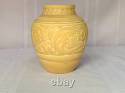 Rookwood Pottery, Arts + Crafts, Banded, Matte Yellow, Stylized Flowers Vase