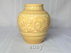 Rookwood Pottery, Arts + Crafts, Banded, Matte Yellow, Stylized Flowers Vase