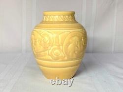 Rookwood Pottery, Arts + Crafts, Banded, Matte Yellow, Stylized Flowers Vase