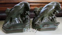 Rookwood Pottery Arts & Crafts Matte Green Rook Bookends 5924