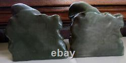 Rookwood Pottery Arts & Crafts Matte Green Rook Bookends 5924