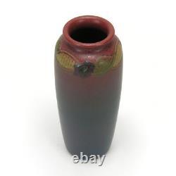 Rookwood Pottery CST 8 7/8 floral carved matte red blue arts & crafts
