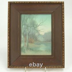 Rookwood Pottery Carl Schmidt plaque lake matte vellum blue green arts & crafts