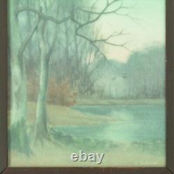 Rookwood Pottery Carl Schmidt plaque lake matte vellum blue green arts & crafts