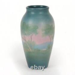 Rookwood Pottery ETH 5 5/8 scenic vellum matte blue green pink arts & crafts