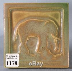 Rookwood Pottery Elephant Tile Paperweight 1913 Arts and Crafts Matte Brown