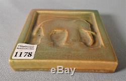 Rookwood Pottery Elephant Tile Paperweight 1913 Arts and Crafts Matte Brown
