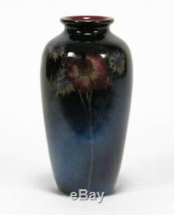 Rookwood Pottery HEW 1924 black opal glaze cornflower rose vase arts & crafts