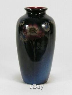 Rookwood Pottery HEW 1924 black opal glaze cornflower rose vase arts & crafts