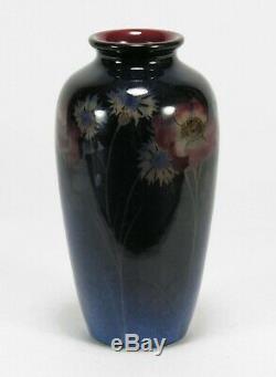 Rookwood Pottery HEW 1924 black opal glaze cornflower rose vase arts & crafts