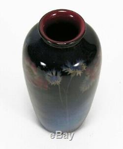 Rookwood Pottery HEW 1924 black opal glaze cornflower rose vase arts & crafts