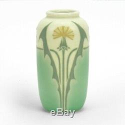 Rookwood Pottery LE matte vellum green yellow stylized dandelion arts & crafts