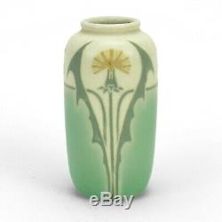 Rookwood Pottery LE matte vellum green yellow stylized dandelion arts & crafts