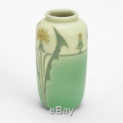 Rookwood Pottery LE matte vellum green yellow stylized dandelion arts & crafts