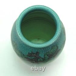 Rookwood Pottery MHM wax matte green blue purple floral 8.5 vase Arts & Crafts