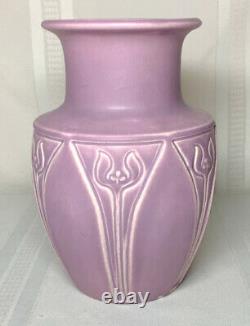 Rookwood Pottery, Matte Lilac Purple Arts & Crafts Designed Vase Nice Large Form