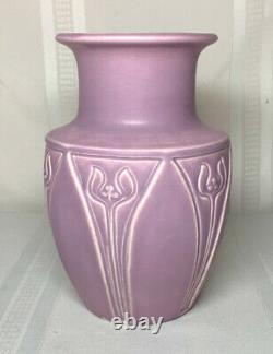 Rookwood Pottery, Matte Lilac Purple Arts & Crafts Designed Vase Nice Large Form