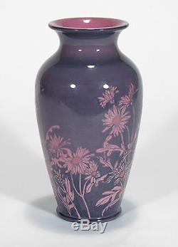 Rookwood Pottery Sally Coyne pink purple daisy porcelain vase arts & crafts 1924