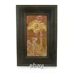 Rookwood Pottery Tile Co poppy flower framed faience tiles arts & crafts Ohio