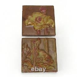 Rookwood Pottery Tile Co poppy flower framed faience tiles arts & crafts Ohio