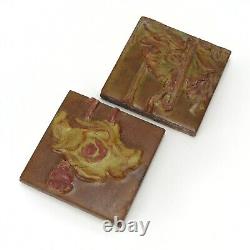 Rookwood Pottery Tile Co poppy flower framed faience tiles arts & crafts Ohio