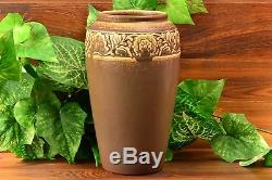 Rookwood Pottery Vase, Arts and Crafts Chocolate Floral Rim Vase #2484, 1924