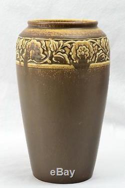 Rookwood Pottery Vase, Arts and Crafts Chocolate Floral Rim Vase #2484, 1924