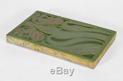 Rookwood Pottery faience pink lady slipper orchid tile matte green arts & crafts