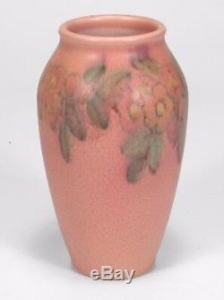 Rookwood Pottery pink green wax matte floral vase 1928 Arts & Crafts K Jones