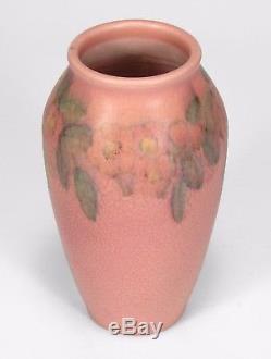 Rookwood Pottery pink green wax matte floral vase 1928 Arts & Crafts K Jones