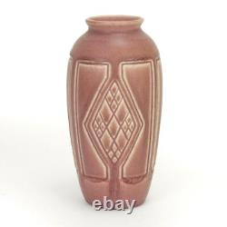 Rookwood Pottery production geometric matte rose pink vase arts & crafts 1924