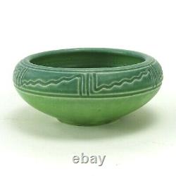 Rookwood Pottery production matte green blue zig-zag band bowl arts & crafts