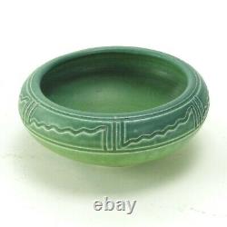 Rookwood Pottery production matte green blue zig-zag band bowl arts & crafts