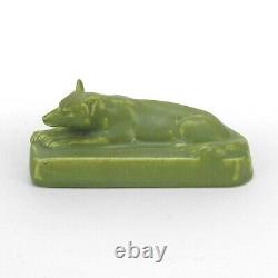 Rookwood Pottery production wolf dog paperweight 1926 arts & crafts matte green