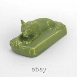 Rookwood Pottery production wolf dog paperweight 1926 arts & crafts matte green