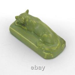 Rookwood Pottery production wolf dog paperweight 1926 arts & crafts matte green