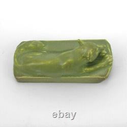 Rookwood Pottery production wolf dog paperweight 1926 arts & crafts matte green