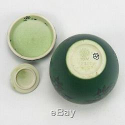 Rookwood Pottery wax matte green blue floral potpourri cov'd jar Arts & Crafts