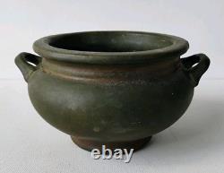 Roseville Art Pottery Carnelian Antique Matte Green Arts & Crafts 2 Handled Pot