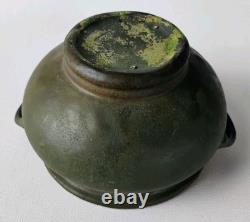 Roseville Art Pottery Carnelian Antique Matte Green Arts & Crafts 2 Handled Pot