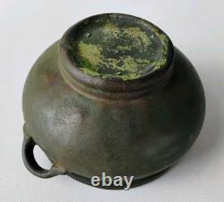 Roseville Art Pottery Carnelian Antique Matte Green Arts & Crafts 2 Handled Pot