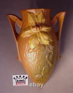 Roseville Art Pottery Clematis Wall Pocket Vase Vintage 1940s Arts & Crafts 8.5