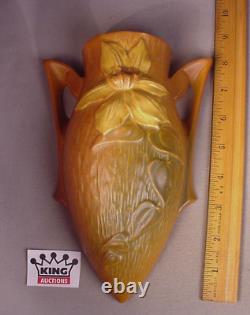 Roseville Art Pottery Clematis Wall Pocket Vase Vintage 1940s Arts & Crafts 8.5